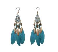 Plume de Bohème boucles d'oreilles, pendentif pompon boucles d'oreilles, exquis Tribal-inspiré des bijoux, boucle d'oreille plume naturelle à la main