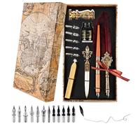 Plume de calligraphie vintage et kit d'encre, stylo de calligraphie fait à la main, stylo d'écriture avec réservoir d'encre, stylo de calligraphie pour débutants, kit de calligraphie pour débutants