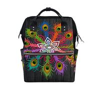 Plume De Paon Sac à Langer Sac à Dos Grande Capacité Multifonction Sac à Couches pour Voyage Maman Femme Papa