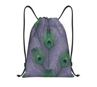 Plume De Paon sur Fond D'Écran Damassé Violet - Art Numérique Sac À Dos De Sport Résistant Sac A Dos Cordon Pliable Sack Sport Gymnastique pour École Fußball Sports 39X46Cm