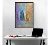 Plume Diamond Painting Adulte Jaune Peinture Diamant Adulte DIY Broderie Diamand Cristal Art Kits, Peinture Diamant Strass Point de Croix Kits, pour Décoration Murale Maison, Cadeau 70x95 cm PJY4 4-U