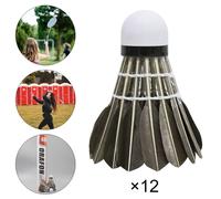 Plume D'oie Badminton Volants Pack De 12, Stable Et Robuste Haute Vitesse Badminton Navettes, Formation Volant Pour Intérieur Et Sports De Plein Air 12x Tête De Liège Noir