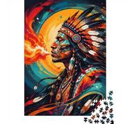 Plume Feu Portrait Puzzle, 1000 Pièces pour Adultes Haute Qualité | 52x38cm Amateurs De Puzzles, Cadeau D'anniversaire, Carton, Apaisement De L'humeur, Ajustement Serré