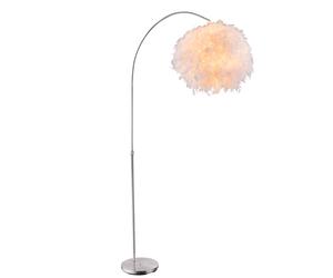 Plume Lampadaire blanc ajustable Lampe de salle à manger ronde dimmable en kit, ampoules LED RGB incluses