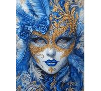 Plume Peinture Diamant Masque Diamond Painting Adulte 50x70cm Diamant Painting Art pour Enfant Débutant, DIY Diamond-painting Point de Croix Kit pour Decoration Maison Murale, Cadeau Femme, Model561