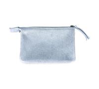 PLUME Petite Pochette 2 compartiments en Daim irisé 13x9cm - Bleu