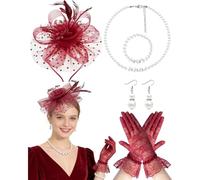 Plume Set de postiches avec filet floral D | Coiffe délicate voile en maille, boucles d'oreilles, motif floral plume, mariage, goûter