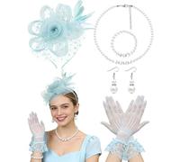 Plume Set de postiches avec filet floral E | Coiffe délicate voile en maille, boucles d'oreilles, motif floral plume, mariage, goûter