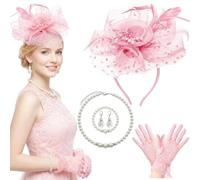 Plume Set de postiches avec filet floral F | Coiffe délicate voile en maille, boucles d'oreilles, motif floral plume, mariage, goûter