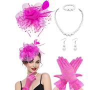 Plume Set de postiches avec filet floral Rose rouge | Coiffe délicate voile en maille, boucles d'oreilles, motif floral plume, mariage, goûter