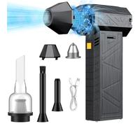 Plumeau à air comprimé, souffleur d'air électrique Puissant de 130 000 TR/Min, Mini Ventilateur Turbo sans Fil à 3 Vitesses pour Ordinateur/Maison/extérieur/Voiture Five-Headed