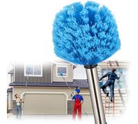 Plumeau à portée étendue avec manche de 2,4 m - Brosse à poils moyens pour nettoyage de plafond, mur et intérieur/extérieur, acier inoxydable léger (3 m)