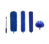 Plumeau extensible avec manche télescopique jusqu'à 254 cm, plumeau lavable et brosse de nettoyage pliable pour ventilateur de plafond, dépoussiérant réutilisable pour meubles
