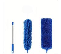 Plumeau extensible avec têtes en microfibre pour nettoyer les zones difficiles à atteindre telles que les hauts plafonds, les toits, les ventilateurs et les stores, lavable et portable