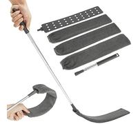Plumeau extensible Duster avec barre télescopique en acier inoxydable, fente en microfibre, brosse à poussière flexible, brosse à poussière pour meubles de canapé-lit, stores inférieurs (gris)