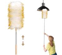 Plumeau extensible en laine d'agneau de 130 cm pour le nettoyage extensible et réutilisable, pour les plafonds hauts, la maison, le bureau, la voiture