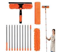 Plumeau extensible en microfibre - Barre d'angle flexible - Extracteur de toile d'araignée avec long manche - Balai de ventilateur de plafond télescopique pour rebords de fenêtre, cadres muraux