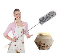 Plumeau extensible, plumeau en microfibre avec manche télescopique en acier inoxydable de 254 cm et capuchon en silicone souple, facile à absorber la poussière, antistatique, parfait pour nettoyer les