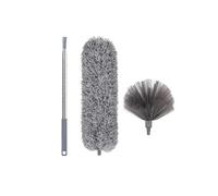 Plumeau Extensible Plumeau télescopique Lavable, Long et Extensible de 250 cm, Brosse Multifonction en Microfibre, Balai à Franges for enlever Les Toiles d'araignées Nettoyer la poussière(Gray)