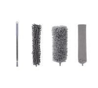 Plumeau Extensible Plumeau télescopique Lavable, Long et Extensible de 250 cm, Brosse Multifonction en Microfibre, Balai à Franges for enlever Les Toiles d'araignées Nettoyer la poussière(4pc-Gray)