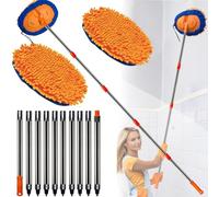 Plumeau Mural de 6,1 m à Grande portée - Tête de Nettoyage en Microfibre Chenille avec Perche d'extension d'installation Gratuite de 0,9 à 4,3 m | Plumeau à Haute portée pour Murs de Voiture et