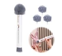 Plumeau Petit Brosse, 2 en 1 Microfibre Poussière Duster Maison avec 3 Têtes de Rechange pour Meubles, Claviers, Intérieur Automobile, Longueur Max. 21-25 cm, Blanc