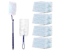 Plumeau Poussière Kit avec 1 Poignée, 1 Perche Télescopique, 40 Recharges, Duster Microfibre, Plumeau Poussiere, Plumeaux pour Saleté Nettoyer, Poils Animaux, Cuisine, Bureau, Salon, l'école (Bleu)
