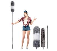 Plumeau Poussière, Plumeau Télescopique Microfibre Brosse avec Poignée en Extensible Acier Inoxydable 255cm Grand, Lavable Duster pour Éliminer la Poussière Toile d'Araignées