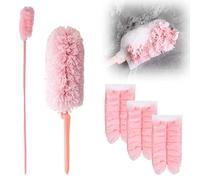 Plumeau Poussiere Recharge Kit, Multifonction Plumeau Telescopique avec 1 Guidon Long et 1 Guidon Court, pour Cheveux, Poussière, Saleté - Lavable Réutilisation (3)