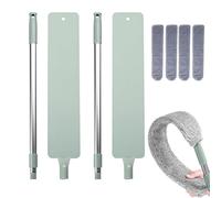 Plumeau rétractable for dépoussiérer Les espaces, plumeau Plat for appareils électroménagers, Baguette de dépoussiérage Lavable et réutilisable avec 2 Chiffons en Microfibre, Long Manche(2 Set)