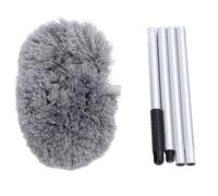 Plumeau rond extra long rotatif à 360 degrés multifonction lavable pour ventilateur de plafond 140 cm outil de dépoussiérage pour meubles hauts plafonds (gris)