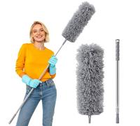 Plumeau télescopique en Microfibre Lavable (jusqu'à 254 cm) avec Brosse d'angle Flexible - Idéal pour Les plafonds, Les lustres, Les Ventilateurs et Les Toiles d'araignée dans Les Zones Hautes