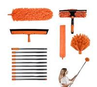 Plumeau Telescopique | Kit De Plumeau Haute Portée De 6M avec Rallonge | Plumeaux en Toile D'araignée | Raclette De Fenêtre avec Brosse À Récurer, pour Plafonds, Ventilateur de Plafond