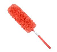 Plumeau télescopique lavable extensible extensible en microfibre - Brosse à poussière domestique - Mât extensible - Balai à poussière en microfibre et acier inoxydable, Orange