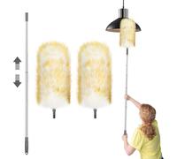 Plumeau télescopique Lavable, plumeaux en Laine d'agneau, Extensible jusqu'à Environ 130 cm, pour Surfaces Hautes, Ventilateurs de Plafond et installations sensibles, Nettoyage de Voiture, Bureau