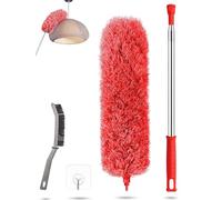 Plumeau télescopique lavable, tige de balai à poussière et balai d'angle flexible, microfibre Duster en acier inoxydable avec manche télescopique extensible jusqu'à 240 cm