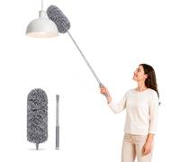 Plumeau Telescopique, Plumeau Poussière avec Poignée en Acier Inoxydable, Lavable Microfibre Duster, Outil de Nettoyage, Éliminer la Poussière for Plafonds Hauts, Maison, Voitures, Gris Foncé