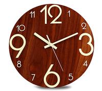 Plumeet 30cm Horloge Murale Lumineuse - Pendule Murale Fluorescente Silencieuse - Grande Horloge Murale Décorative pour Cuisine, Bureau, Chambre à Coucher (Numéros Plats)