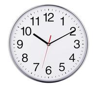 Plumeet Grande Horloge Murale, 30cm Horloge Murale Décorative de Qualité, Mécanisme Silencieux à Quartz, pour Maison/Cuisine/Bureau/École,Fonctionne sur Pile (Chrome)