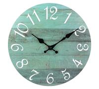 Plumeet Horloge Murale en Bois de 25cm Horloge Murale sans Cadre avec Mouvement à Quartz Silencieux- Horloge Village Rural de Style Minimaliste Moderne Décoration pour Salon, Vert