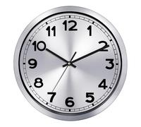 Plumeet Horloge Murale Extra Grande 40.6cm - Cadre en Aluminium Argenté, Silencieuse en Métal, à Piles - Décoration de Salon, Chambre à Coucher