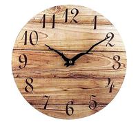 Plumeet Horloge Murale, Horloges Murales en Bois sans Cadre de 25cm avec Mouvement à Quartz Silencieux, Horloges Rustiques en Noyer pour Cuisine, Chambre à Coucher, Salon, Marron