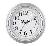 Plumeet Horloge Murale Rétro, Horloge Silencieux Classique de 25cm pour Salon, Chambre de Coucher ou Bureau, Alimenté par Piles, Argenté