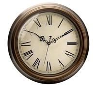 Plumeet Horloge Murale Vintage en Métal, Horloge Silencieux Classique de 25cm pour Salon, Chambre de Coucher ou Bureau, Horloge Murale à Chiffres Romains, Alimenté par Piles