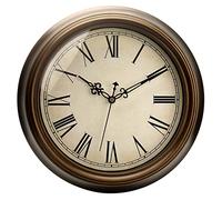 Plumeet Horloge Murale Vintage en Métal, Horloge Silencieux Classique de 33cm pour Salon, Chambre de Coucher ou Bureau, Horloge Murale à Chiffres Romains, Alimenté par Piles