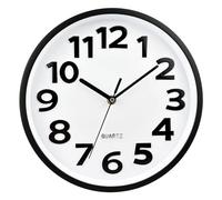 Plumeet Petite Horloge Murale de 25cm, Horloges décoratives silencieuse en Quartz, Style Moderne, Excellente pour Cuisine, Salon, Chambre à Coucher, Bureau. Grand Affichage 3D (Noir)