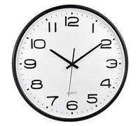 Plumeet Très Grande Horloge Murale de 40.6cm, Horloges décoratives silencieuse en Quartz, Style Moderne, Excellente pour Cuisine, Salon, Chambre à Coucher, Bureau. Grand Affichage 3D (Noir)