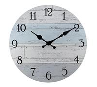 Plumeet Très Grande Horloge Murale en Bois de 40.6cm, Horloge Murale sans Cadre avec Mouvement à Quartz Silencieux- Horloge Village Rural de Style Minimaliste Moderne Décoration pour Salon