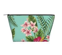 Plumeria et Fleurs d'hibiscus imprimé Feuille de Palmier de la Jungle Exotique, Trousse de Toilette Trousse de Maquillage Sac à cosmétiques Trousse de Toilette de Voyage Portable