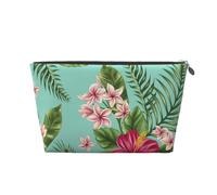 Plumeria et Fleurs d'hibiscus imprimé Feuille de Palmier de la Jungle Exotique, Trousse de Toilette Trousse de Maquillage Sac à cosmétiques Trousse de Toilette de Voyage Portable